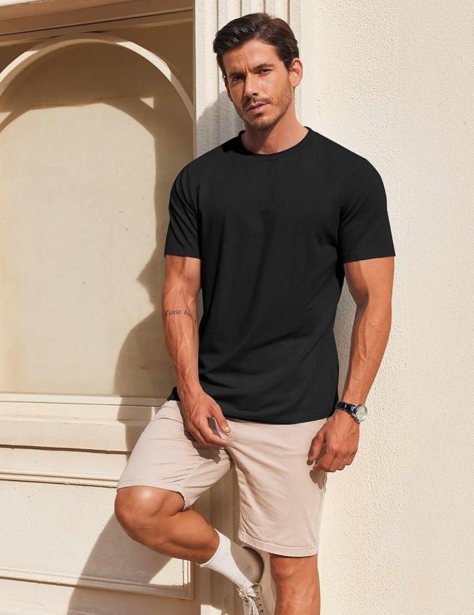 COOFANDY Cotton Blend Crew Neck Casual T Shirt